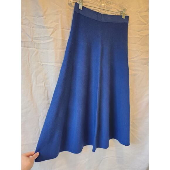 J. Crew 100% Merino Wool Blue Full Length Skirt Size 6 - Picture 3 of 8